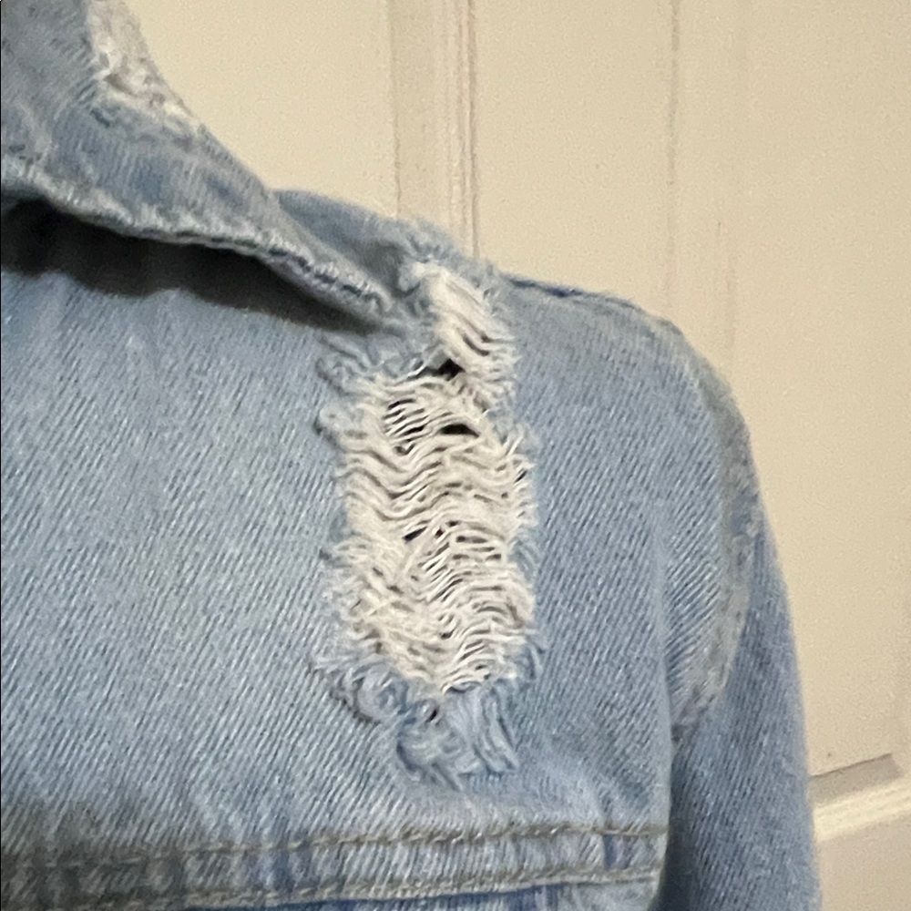 Love Tree Light Blue Distressed Denim Jacket - Picture 7 of 13